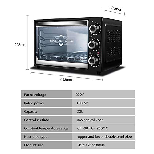 Automatische mini-oven met kookplaat en grill, 32L elektrische oven multifunctionele bakmachine, 1500W drielaagse cake… - Afbeelding 8