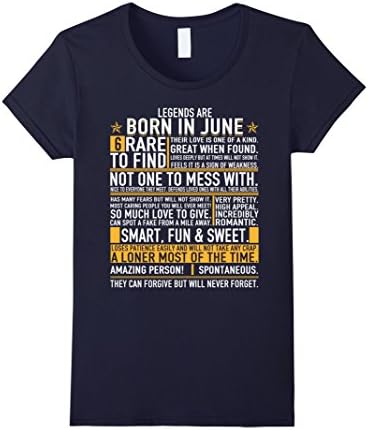 Womens Legends Are Born In June T-Shirt Large Navy