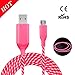 Micro USB Cable, MKDGO 3ft Round 360 Degree Visible Flowing LED EL Light Up Fast Charge Cable Sync Data Cord Tangle Free for Samsung, Nexus, LG, Motorola, Android Smartphones and More - Pink Light