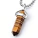 Top Plaza 5pcs Natural Amethyst+ Rose Quartz+Tiger Eye+ Green Aventurine + Rock Crystal Healing Pendants for Jewelry Making