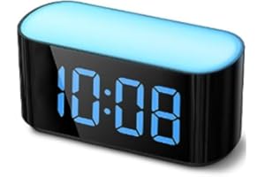 ONLAKE Alarm Clock for Bedrooms, Large Display Digital Clocks with Dual Alarm, 7 Color Larger Night Light, Dimmer, Adjustable