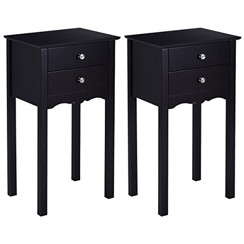 Amazon Com Giantex 2 Pcs End Table W 2 Drawers Side Table