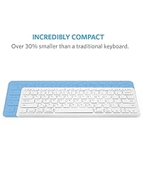 Anker Teclado inalámbrico, ultracompacto, de perfil delgado, con bluetooth y batería recargable compatible con iPad de 9.7 in (2017), blanco