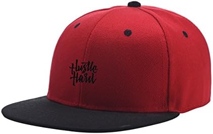 CliCli Hustle Hard Red Mix Black Embroidered Logo Adjustable Hiphop Hat Baseball Cap Onesize Youth