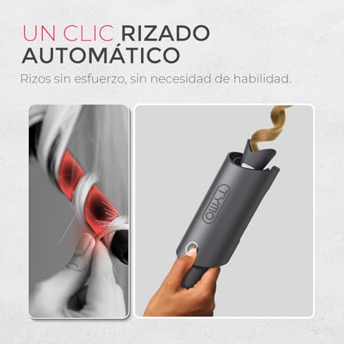TYMO CURLPRO Automatic Hair Curler – Portable 25 mm Automatic Hair Styler, 160 – 210 °C, Large Curls Easily, Ceramic Curling Tongs, Anti-scald, Metallic Grey