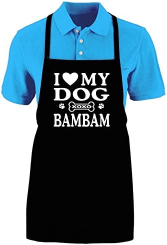 I LOVE (HEART) MY DOG BAMBAM - Funny Apron Ajustable Kitchen Apron