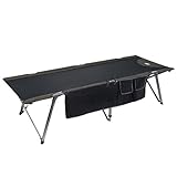 Timber Ridge Utility Folding XL Camping Cot Portable Deluxe Bed with Carry Bag, Black