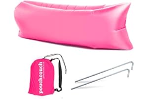 Inflatable Couch Waterproof Lounger Sofa Airbed with Compression Rollup Seal, Carry Bag for Indoor or Outdoor Use (Pink)