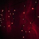 LEDwholesalers 16.4-Feet 120-LED Icicle Christmas Holiday Lights with Green Wire, Red, X064RD