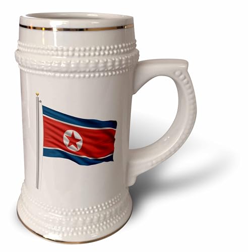 3dRose North Korea on a flag pole over white Korean Mug, 18oz (stn_157193_1), 2…