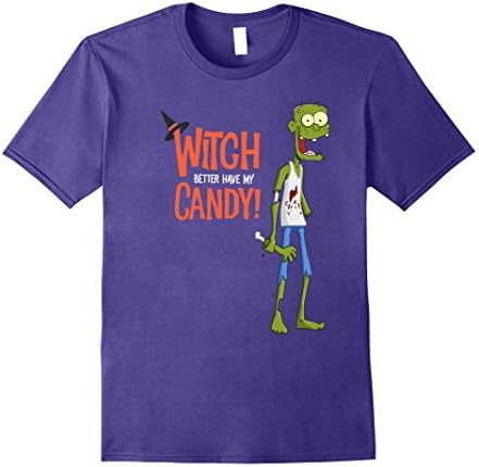 Mens Witch Better Have My Candy Zombie Tee Shirt XL Purple