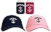 Funny Sailing Captain and First Mate Hat Embroidered Cap and Funny Beer Coolies Can Coolers Gift Set Bundle Navy/Pink