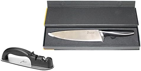 PriorityChef Precision Knife Sharpener and 8 Inch Chef Knife Gift Set Bundle