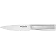 KitchenAid Gourmet Forged Stainless Steel Serrated Utility Knife with Custom-Fit Blade Cover, 5.5-inch, Sharp Kitchen Knife, High-Carbon Japanese Stainless Steel Blade, Brushed Stainless Steel Handle
