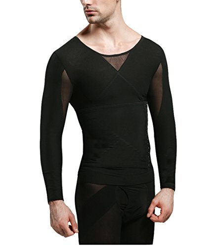 Gynecomastia Compression Hide Man Moobs Chest Binder Clasp Waist Trimmer T-Shirt (Medium)