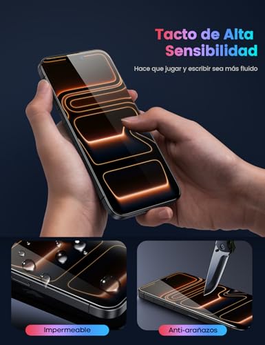 Lamicall Mica para iPhone 17 Pro Max - [Top 9H Película de Vidrio Templado], Marco de Instalación Fácil, 0 Burbujas, AntiHuellas, Protector de Pantalla para iPhone 17 Pro Max (6.9") - 2 Piezas