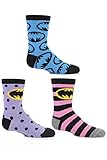 SockShop Girls' 3 Pair Batman Striped, Spotty and All Over Motif Cotton Socks