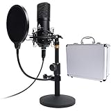 USB Microphone Kit 192KHZ/24BIT with Aluminum Organizer Storage Case MAONO AU-A04T PC Condenser Podcast Streaming Cardioid Mic Plug &amp; Play for Computer, YouTube, Gaming Recording