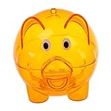 SODIAL(R) Plastic Piggy Bank Coin Money Cash Saver Savings Safe Box Clear Orange