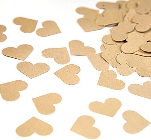 Wedding Confetti - Kraft Paper Confetti - Heart Shape Cardstock - 1 inch - 100+ pieces