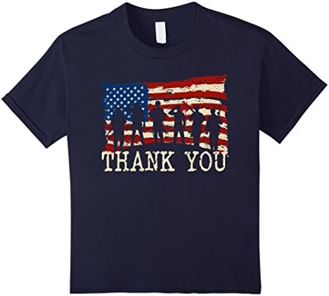 Kids American Flag TShirts Thank you Veterans 6 Navy