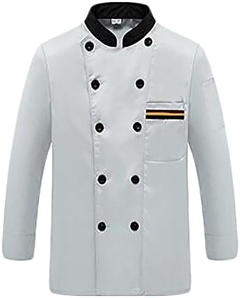 Tymhgt Men's Unisex Classic Knot Button Long Sleeve Chef Coat White XL