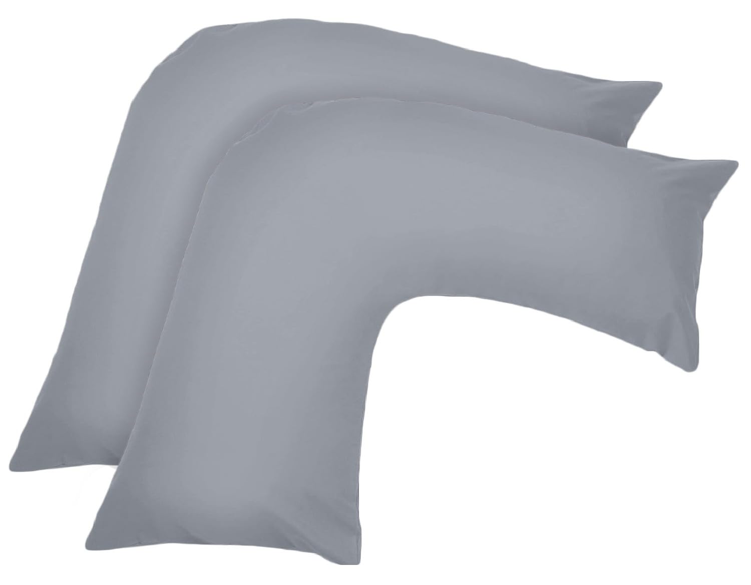 Ghazlan V Shaped Pillow Case Cover - 2 Pack Poly-Cotton Orthopedic To Fit V shape For Back, Neck, Leg Support in Pregnancy, Maternity & Orthopaedic - Body Support Pillow-Silver