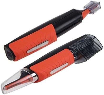 THB Multifunction Stainless Steel Nose Ear Face Neck Eyebrow Hair Trimmer Shaver Removal Clipper Cleaner Epilator with LED Light Display for Men and Women (Orange)