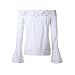 Malltop Women Plus Size Summer Beach Sunproof Top Lace Hollow Off Shoulder Flare Sleeve Blouse