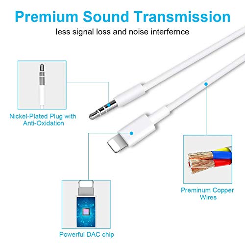 [Apple MFi Certified] iPhone to Car AUX Cable, Lightning to 3.5mm Audio