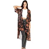 GBSELL Women's Hippie Boho Print Shawl Kimono Cardigan Cover up Blouse (M, Brown)