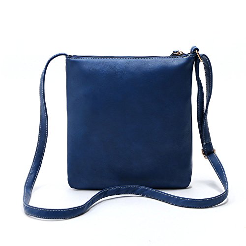 Ecokaki(TM) Women's Genuine Leather Multi-Pocket Crossbody Bag Shoulder Bag Messenger Handbag Purse, Black