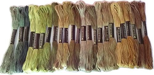 Amazon にゃんころ堂 綿 25番刺繍糸 Dmcと同じ色番号 緑22色25本cセット クロスステッチ ミサンガ等に最適 緑ｃ 並行輸入品 刺しゅう糸 通販