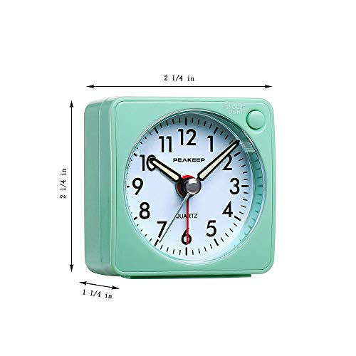 Ultra Small, Peakeep Battery Travel Alarm Clock With Snooze And Light, Silent With No Ticking