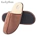 KushyShoo Mens Slippers, Scuff Fluff House Shoes, Slip-On Indoor Outdoor Slipper, Brown, Size 8-9 Wide