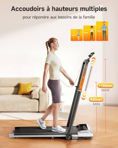 6 in 1 Treadmill, Slope 1%-6%-12%, Speed 12km/h, Telescopic Riser Height 115CM, Riser Angle 95°-105°, 2.5 HP, Compact and Portable,Family Friendly