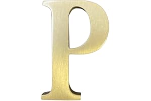 BWRMHME 1.77 Inch Height Self Adhesive Solid Brass English Letters 4.5CM Wall sticker Gold Mail Box Numbers House Address Numbers Shop Studio Name DIY Combination For Wall Home Decor Hardware (Letter P)
