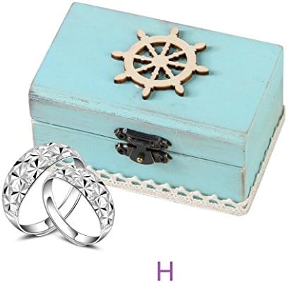 Personalized Retro Rustic Wooden Wedding Ring Box,Custom ring holder Ring Bearer Box,Rustic Wooden Bearer Box (Color H)