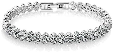 Lurah7 Women Fashion Roman Style Crystal Diamond Bangle Bracelets Elegant Charm Rhinestone Bracelets Gifts