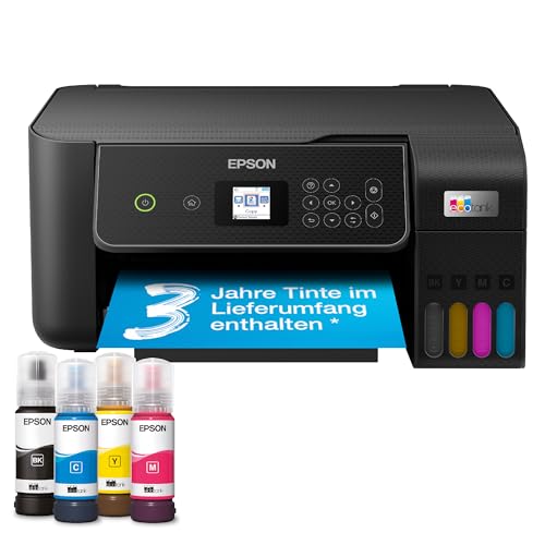 Epson EcoTank ET-2870 Tintentankdrucker | für vielbeschäftigte Haushalte | WLAN | A4 | Drucken, Kopieren, Scannen | 3.7 cm LCD-Display | inkl. Tinte für bis zu 3 Jahre
