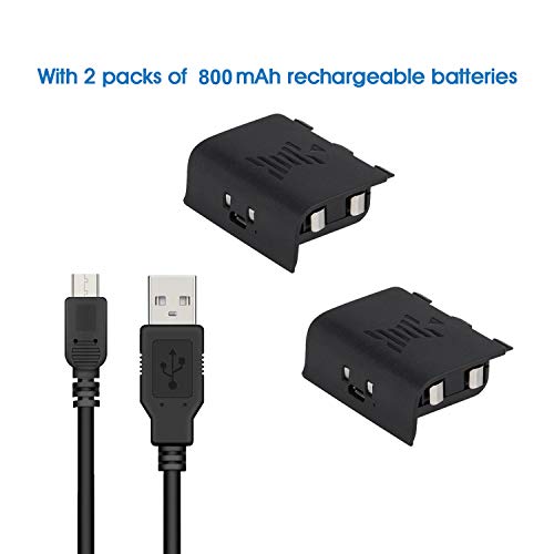 Xbox one Controller Charger with 2 Rechargeable Battery 800mAh Dual Charging Dock Station for