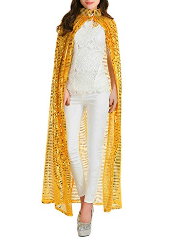 Women Girls Sequins Halloween Fancy Dress Robe Cloak Party Cosplay Costumes Cape