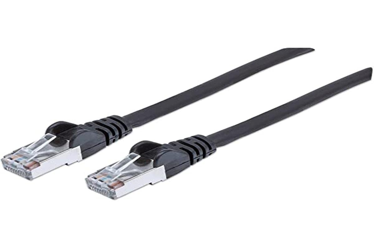 Intellinet Network Patch Cable, Cat7 Cable/Cat6A Plugs, 1.5m, Black, Copper, S/FTP, LSOH / LSZH, PVC, RJ45, Gold Plated Contacts, Snagless, Booted, Polybag