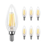 Ascher E12 LED Classic Candelabra Clear Light Bulb / 4W, Equivalent 40W, 470LM / Warm White 2700K / Filament Clear Glass / Non dimmable / Pack of 6