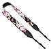 Wolven Pattern Cotton Camera Neck Shoulder Strap Belt Compatible with All DSLR/SLR/Men/Women etc, Black Flower