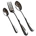 Kakalu® 3 Piece Stainless Steel Flatware Set ( Dessert Spoons, Dinner Fork, Demitasse Spoons ) Coffee Pasta Cutlery Serving Set for Mess Kits, Work Lunches, Travel, Camping with Neoprene Case & Gift