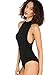 Verdusa Women's Sleeveless Mock Neck Leotard Jumpsuit Bodice Bodysuit Tops Black S