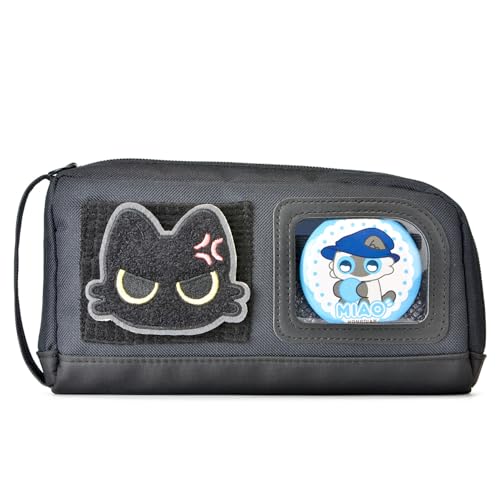 Pencil Case Large Capacity Adorable Cat Pencil Pouch Stationery Pen Bag for Teen Girls and Boys with Magic Sticker and Decoration Badges