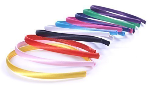 Fucshia SET of 10 Satin Covered Alice Band Head hairbands Plain Daywear Multi-colours