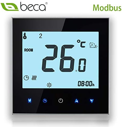 BECA 1000 Series 3A LCD Touch Screen Boiler Heating Intelligent Programming Control Thermostat with MODBUS RTU (Boiler Heating, Black(Modbus))